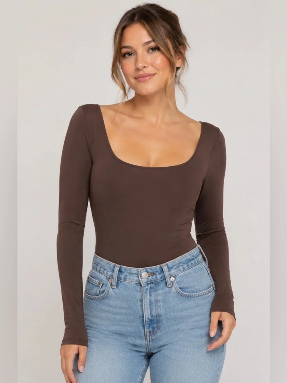 NWT Lululemon Wundermost Square-Neck Bodysuit - Espresso Brown Nulu Sz L
